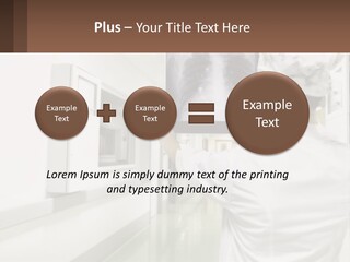 A Woman In A White Lab Coat Is Looking At A X - Ray PowerPoint Template