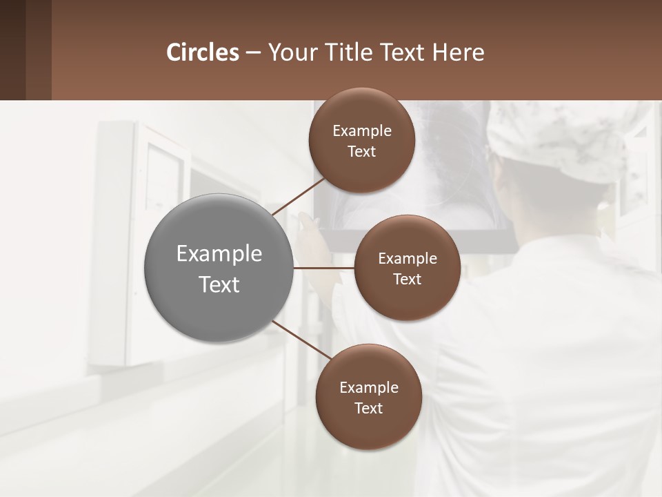 A Woman In A White Lab Coat Is Looking At A X - Ray PowerPoint Template