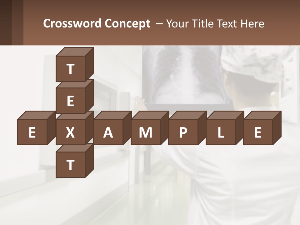 A Woman In A White Lab Coat Is Looking At A X - Ray PowerPoint Template