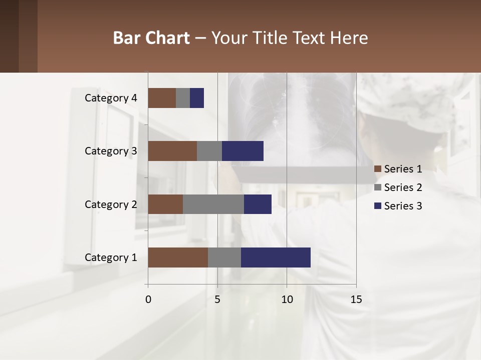 A Woman In A White Lab Coat Is Looking At A X - Ray PowerPoint Template