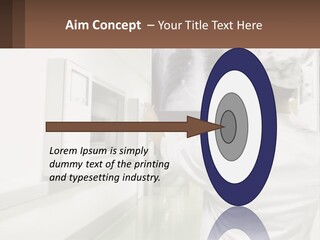 A Woman In A White Lab Coat Is Looking At A X - Ray PowerPoint Template