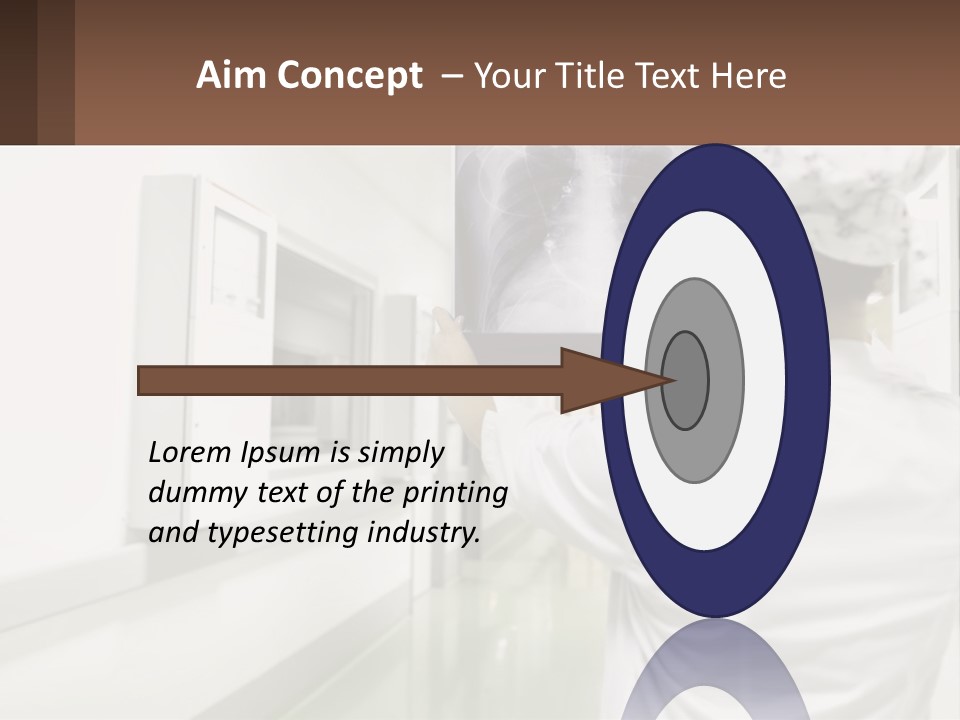 A Woman In A White Lab Coat Is Looking At A X - Ray PowerPoint Template