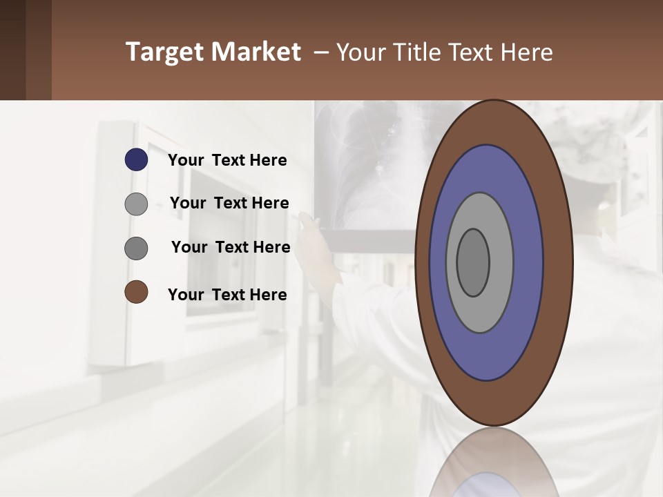 A Woman In A White Lab Coat Is Looking At A X - Ray PowerPoint Template