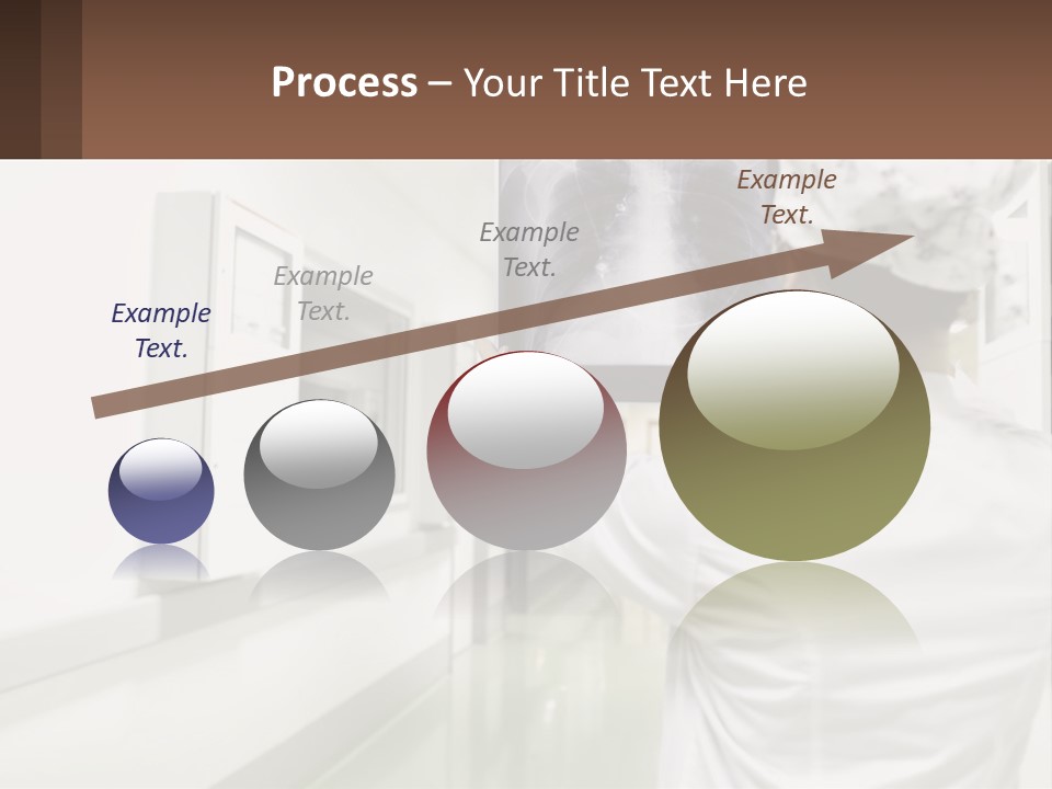 A Woman In A White Lab Coat Is Looking At A X - Ray PowerPoint Template