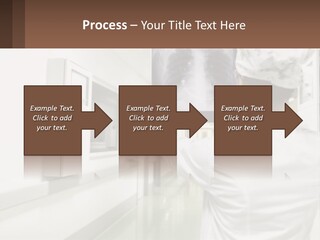 A Woman In A White Lab Coat Is Looking At A X - Ray PowerPoint Template