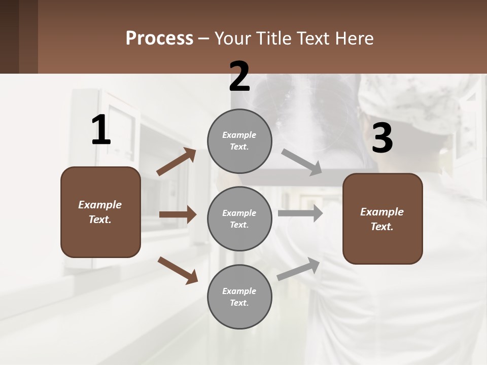 A Woman In A White Lab Coat Is Looking At A X - Ray PowerPoint Template