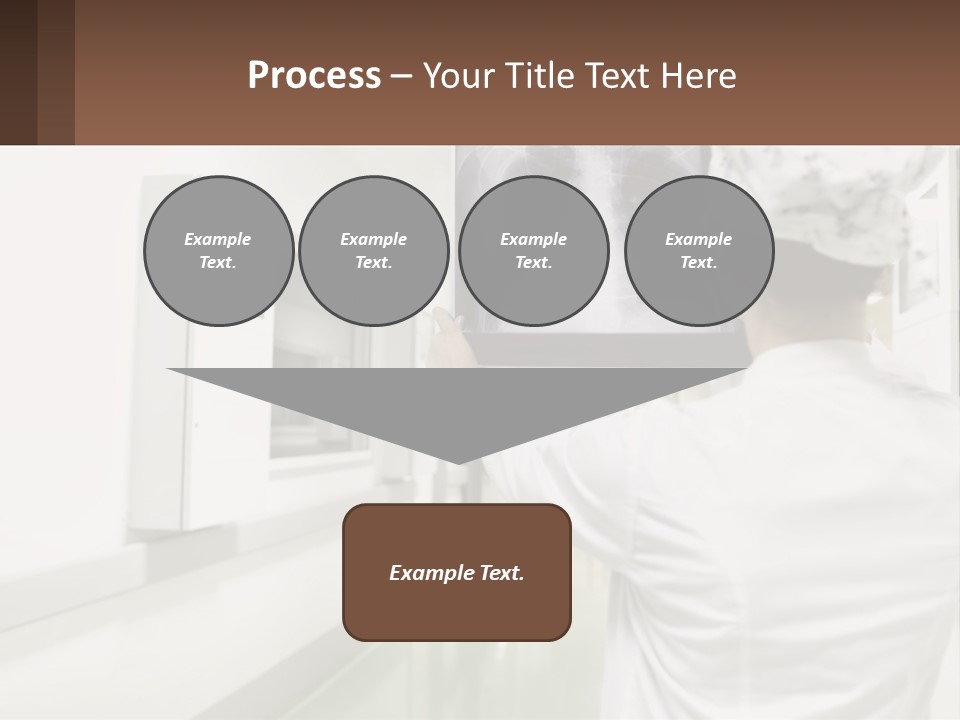 A Woman In A White Lab Coat Is Looking At A X - Ray PowerPoint Template