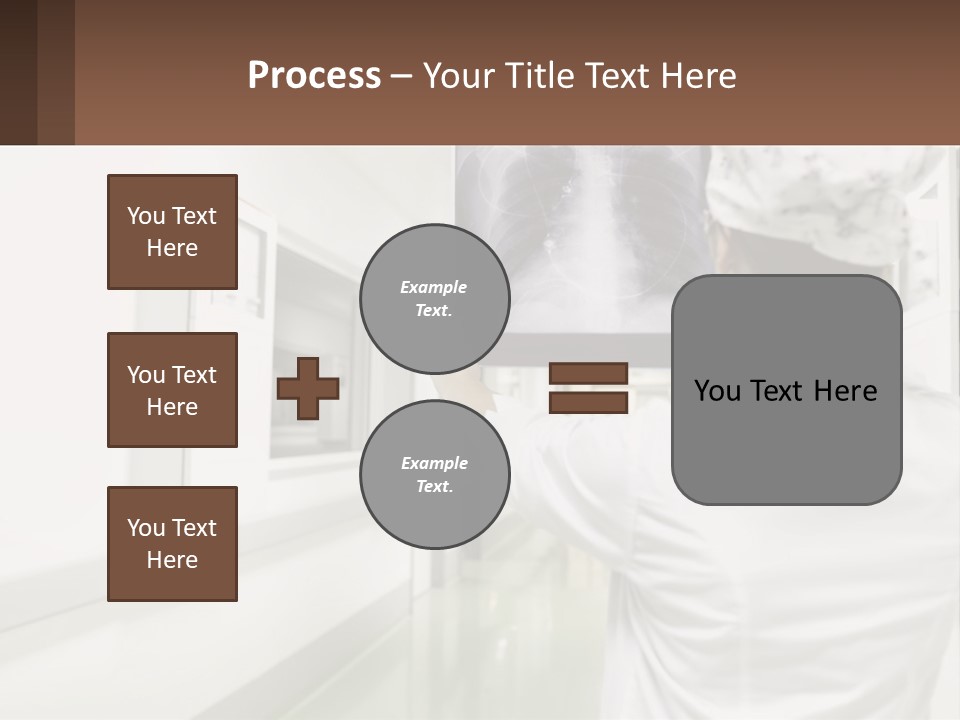 A Woman In A White Lab Coat Is Looking At A X - Ray PowerPoint Template