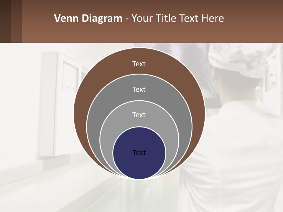 A Woman In A White Lab Coat Is Looking At A X - Ray PowerPoint Template