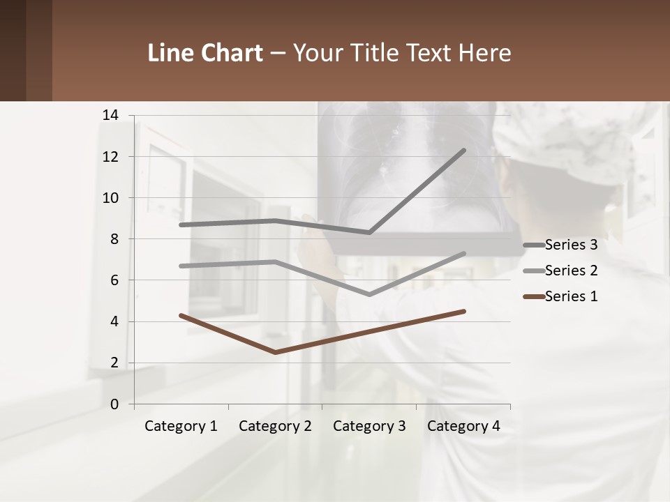 A Woman In A White Lab Coat Is Looking At A X - Ray PowerPoint Template