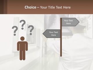 A Woman In A White Lab Coat Is Looking At A X - Ray PowerPoint Template