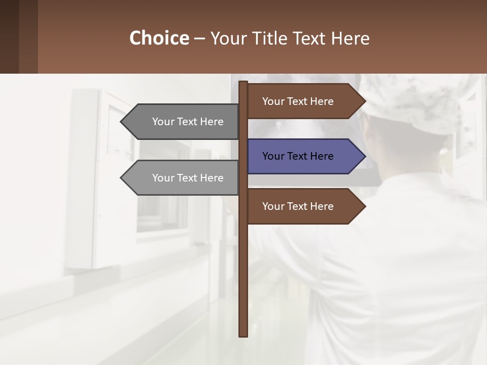 A Woman In A White Lab Coat Is Looking At A X - Ray PowerPoint Template
