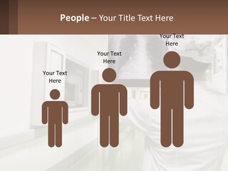 A Woman In A White Lab Coat Is Looking At A X - Ray PowerPoint Template