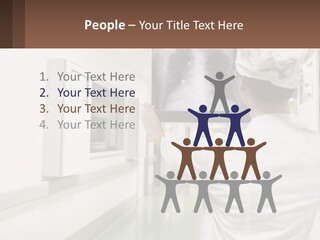 A Woman In A White Lab Coat Is Looking At A X - Ray PowerPoint Template