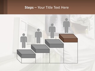 A Woman In A White Lab Coat Is Looking At A X - Ray PowerPoint Template