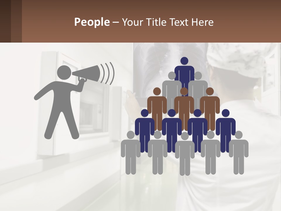 A Woman In A White Lab Coat Is Looking At A X - Ray PowerPoint Template