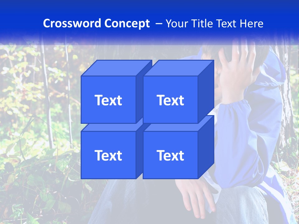 A Man In A Blue Jacket Sitting Next To A Tree PowerPoint Template