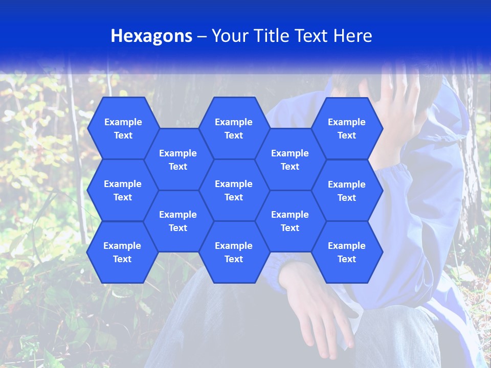 A Man In A Blue Jacket Sitting Next To A Tree PowerPoint Template