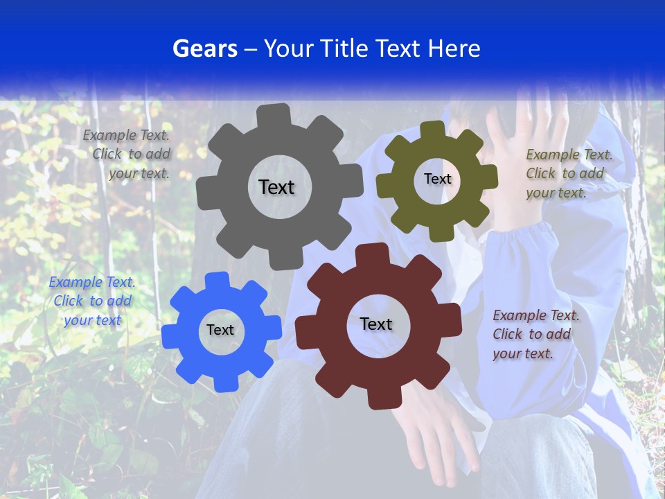 A Man In A Blue Jacket Sitting Next To A Tree PowerPoint Template