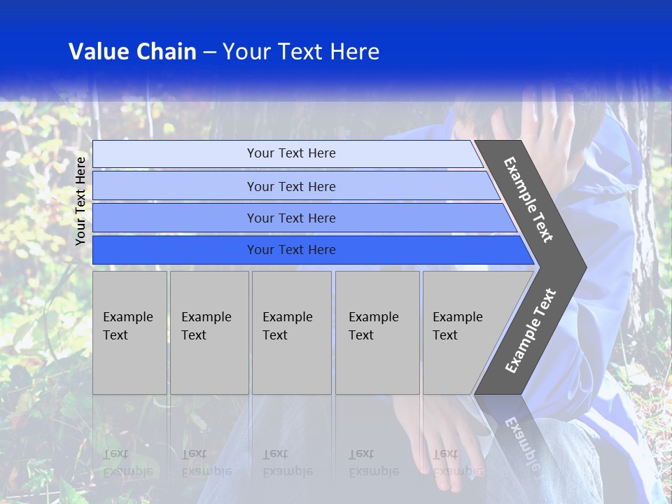 A Man In A Blue Jacket Sitting Next To A Tree PowerPoint Template