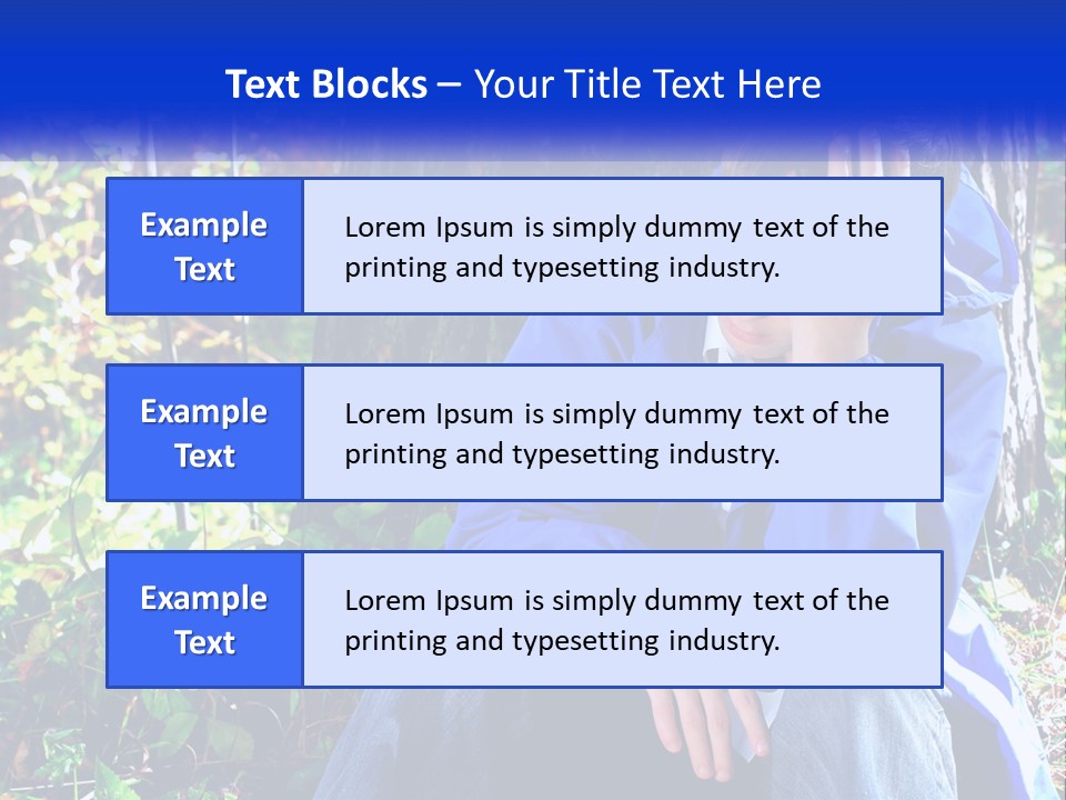 A Man In A Blue Jacket Sitting Next To A Tree PowerPoint Template