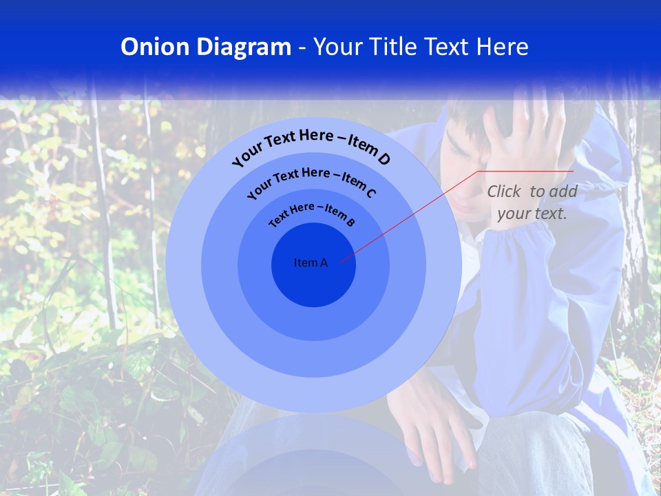 A Man In A Blue Jacket Sitting Next To A Tree PowerPoint Template