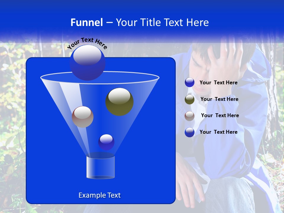 A Man In A Blue Jacket Sitting Next To A Tree PowerPoint Template