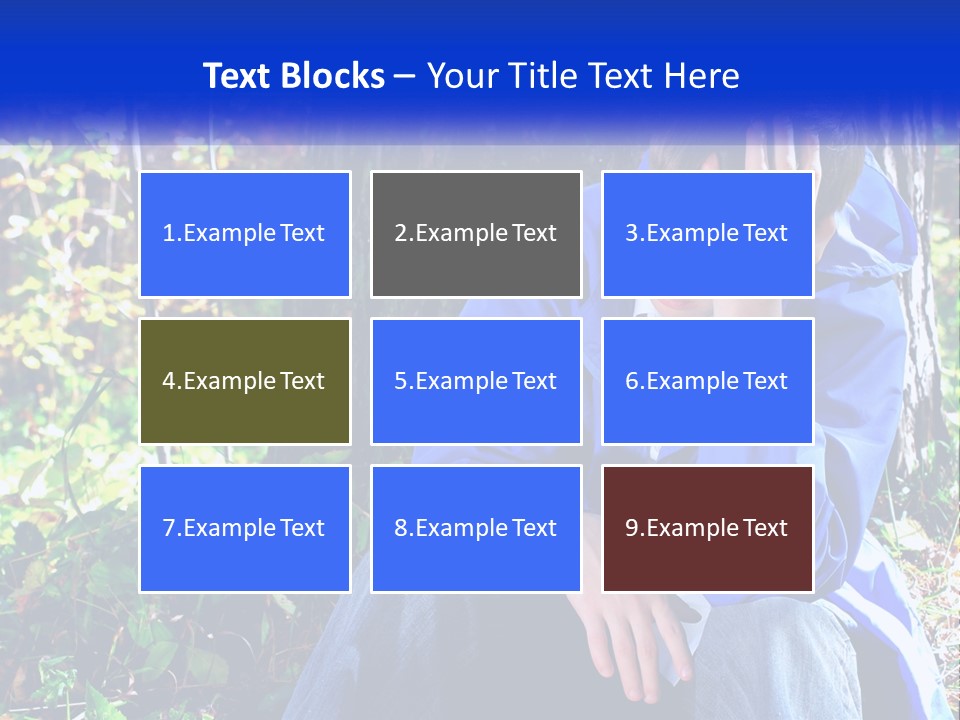 A Man In A Blue Jacket Sitting Next To A Tree PowerPoint Template