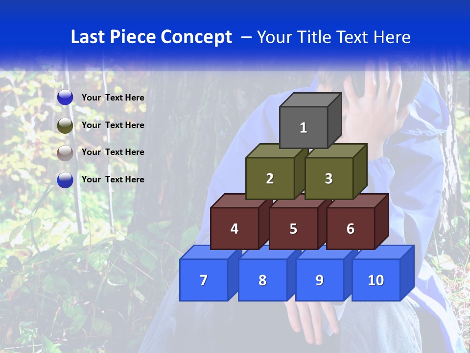 A Man In A Blue Jacket Sitting Next To A Tree PowerPoint Template