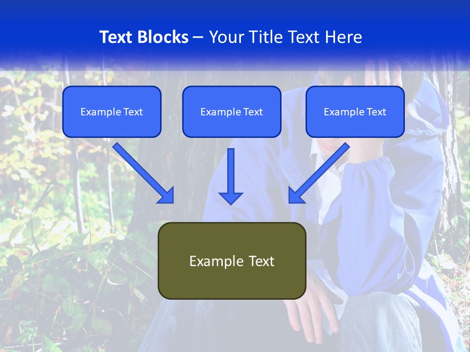 A Man In A Blue Jacket Sitting Next To A Tree PowerPoint Template