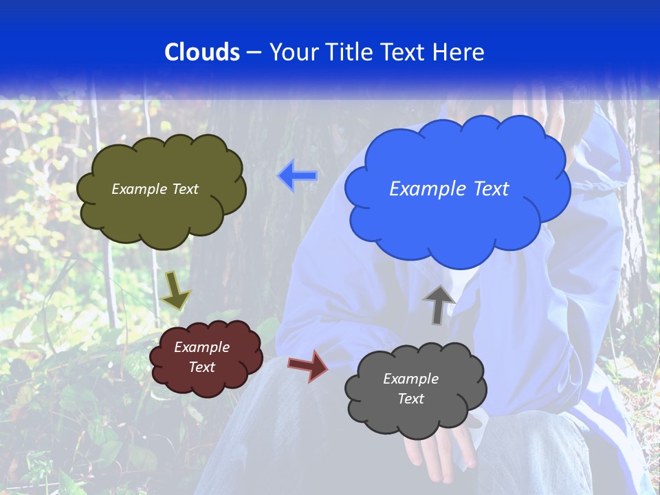 A Man In A Blue Jacket Sitting Next To A Tree PowerPoint Template