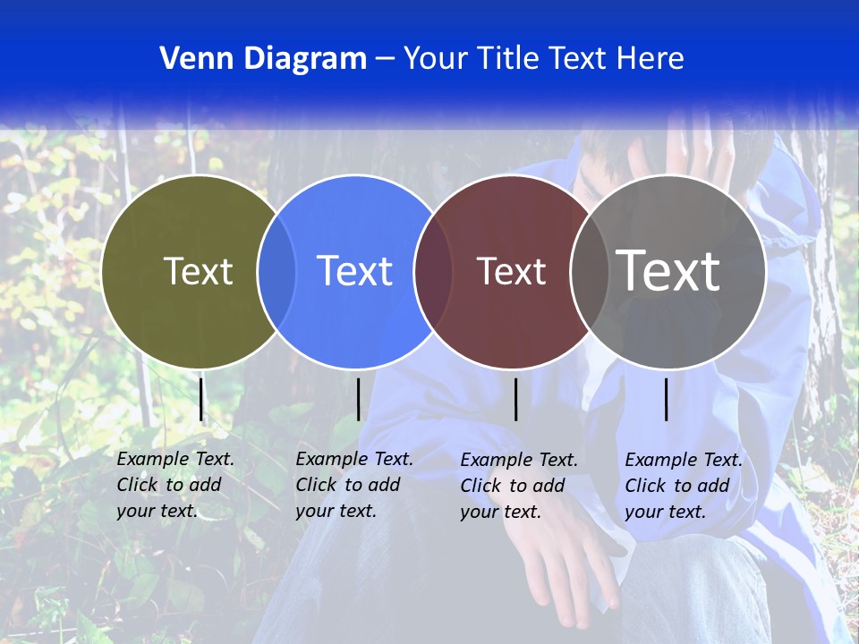 A Man In A Blue Jacket Sitting Next To A Tree PowerPoint Template