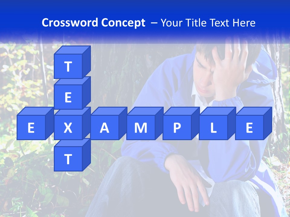 A Man In A Blue Jacket Sitting Next To A Tree PowerPoint Template