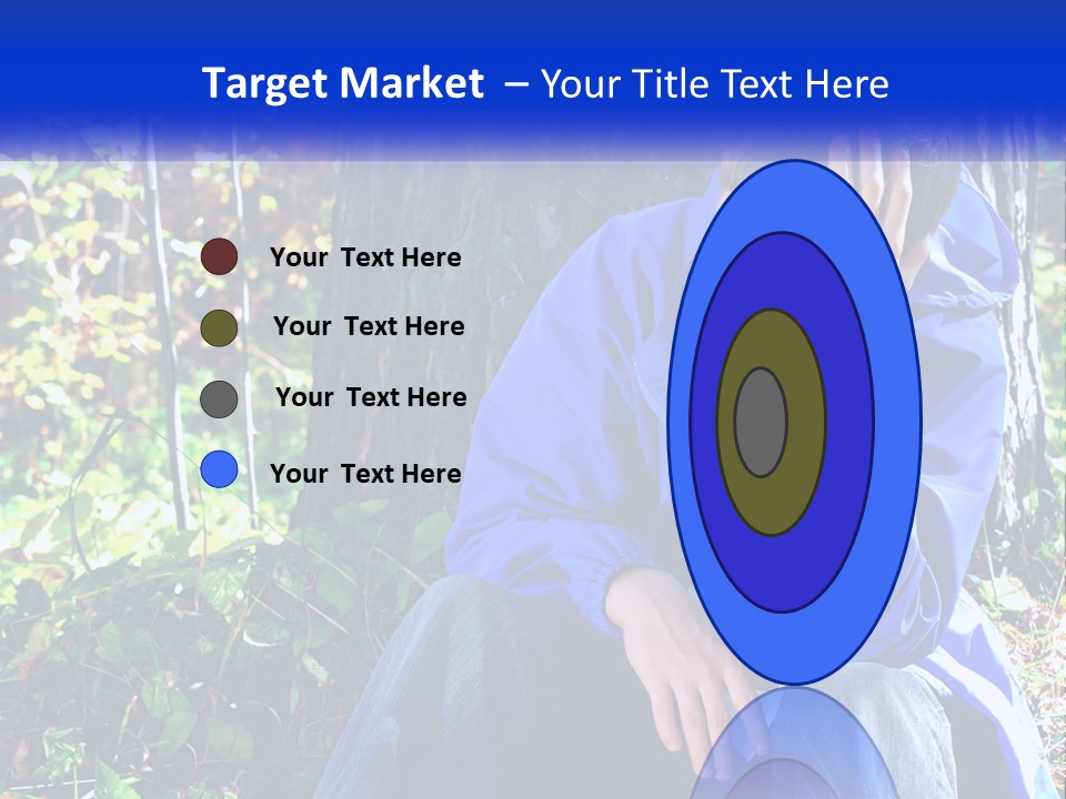 A Man In A Blue Jacket Sitting Next To A Tree PowerPoint Template