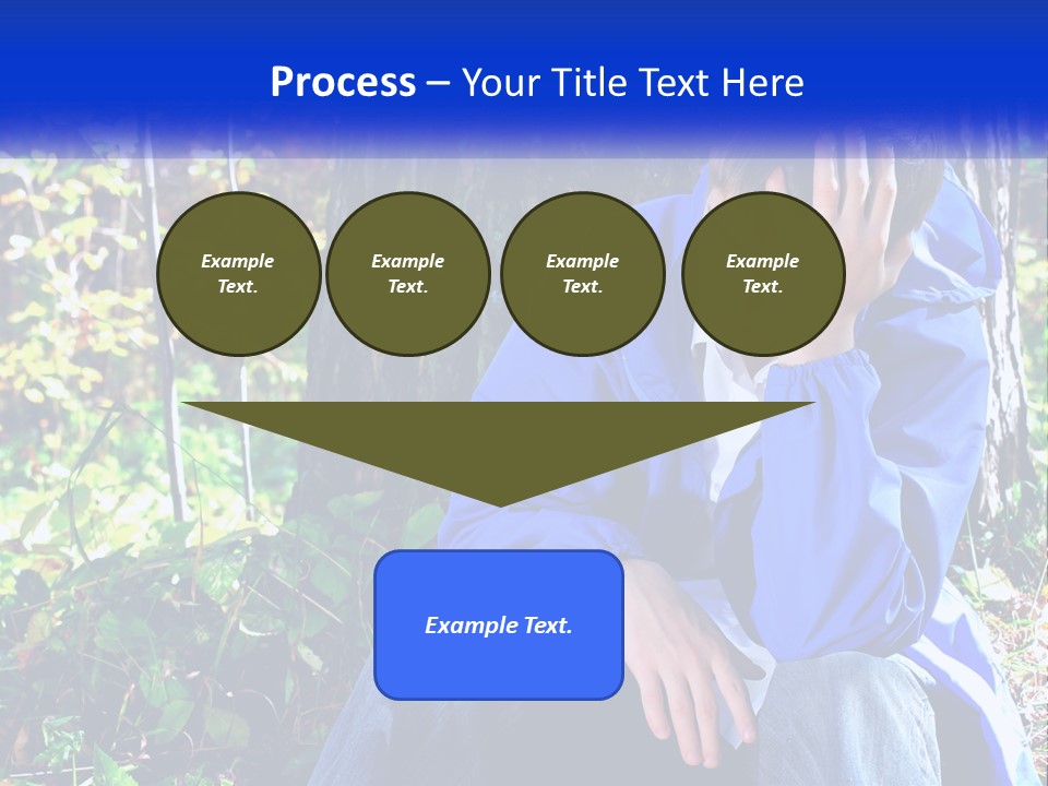 A Man In A Blue Jacket Sitting Next To A Tree PowerPoint Template