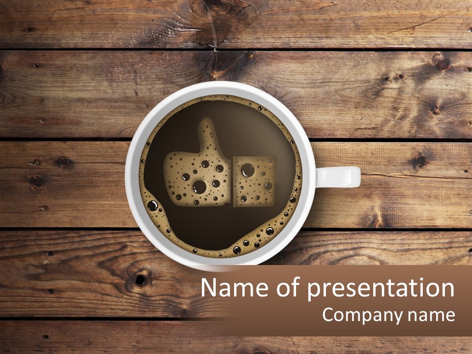 A Cup Of Coffee On A Wooden Table PowerPoint Template