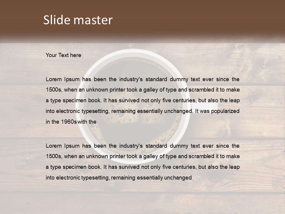 A Cup Of Coffee On A Wooden Table PowerPoint Template