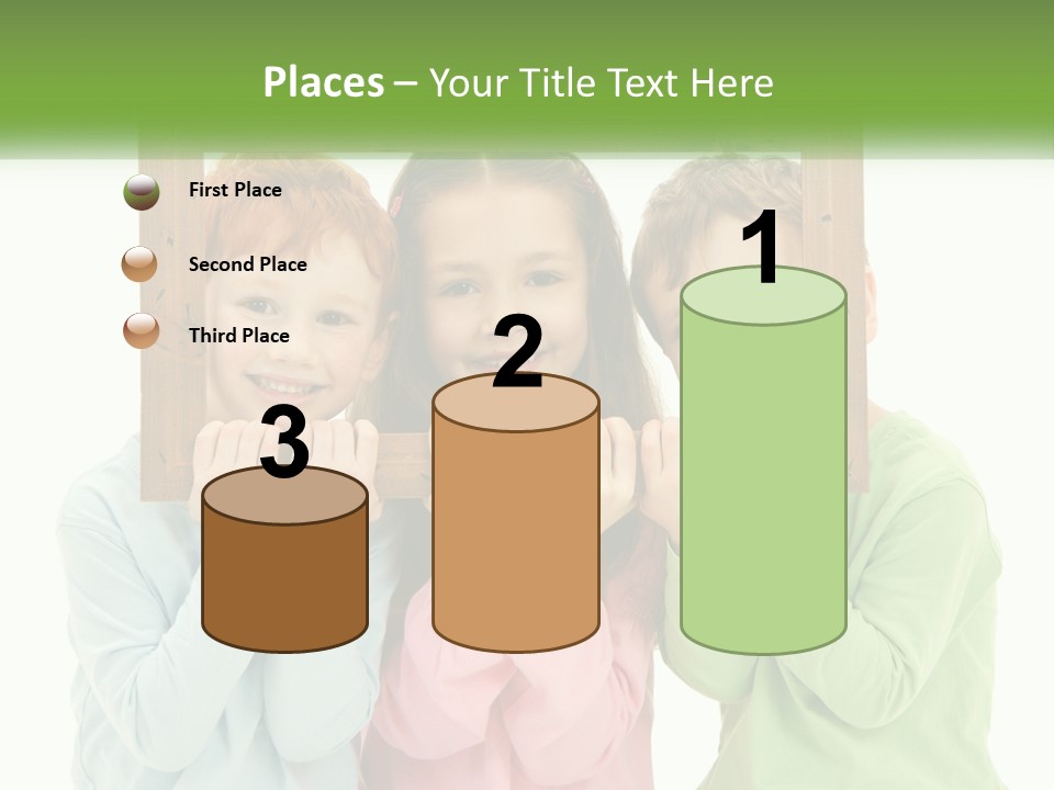 A Group Of Children Holding Up A Picture Frame PowerPoint Template