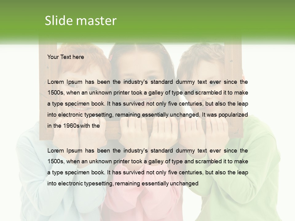 A Group Of Children Holding Up A Picture Frame PowerPoint Template