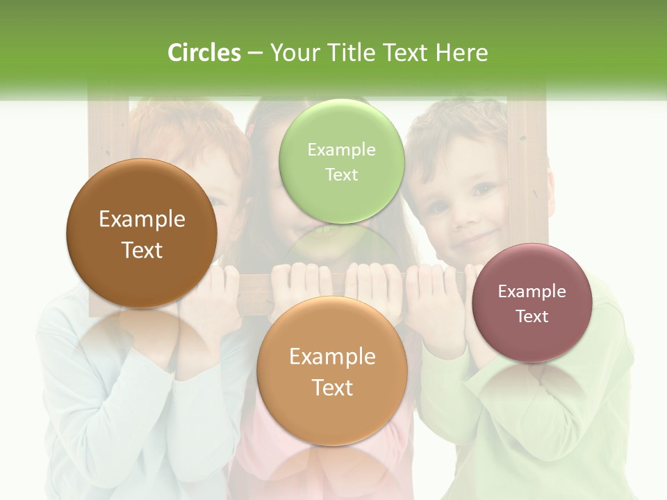 A Group Of Children Holding Up A Picture Frame PowerPoint Template