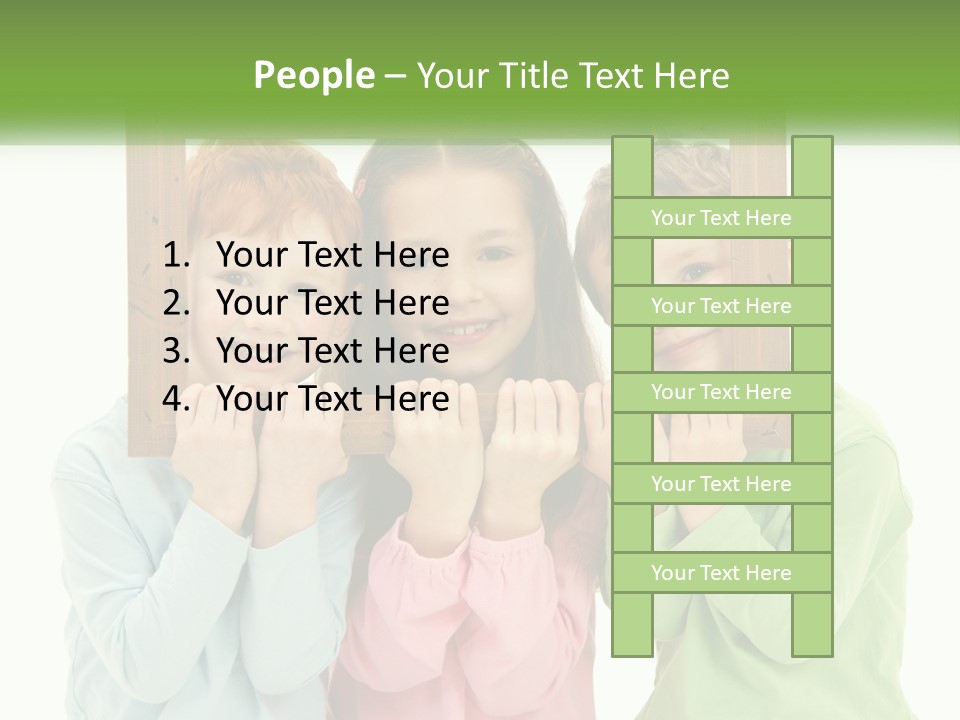 A Group Of Children Holding Up A Picture Frame PowerPoint Template