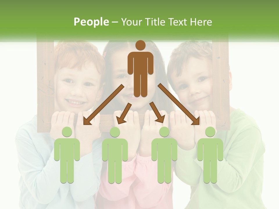 A Group Of Children Holding Up A Picture Frame PowerPoint Template