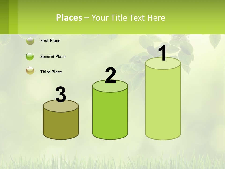 A Green Background With Leaves And Grass PowerPoint Template