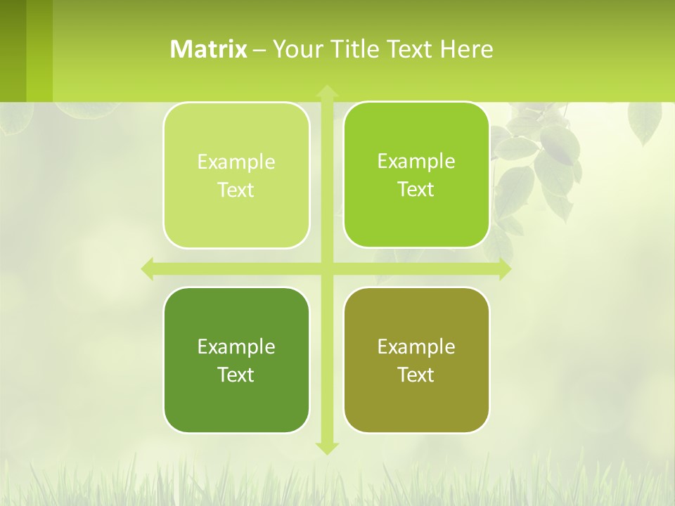 A Green Background With Leaves And Grass PowerPoint Template