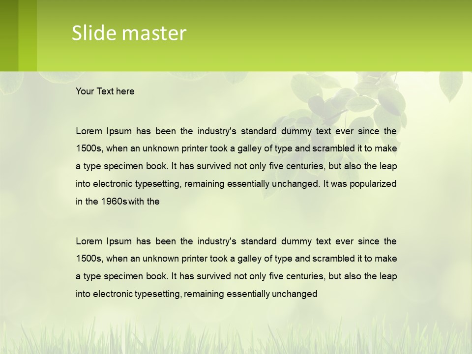 A Green Background With Leaves And Grass PowerPoint Template