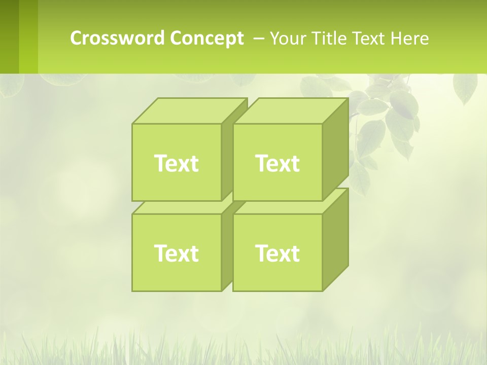 A Green Background With Leaves And Grass PowerPoint Template