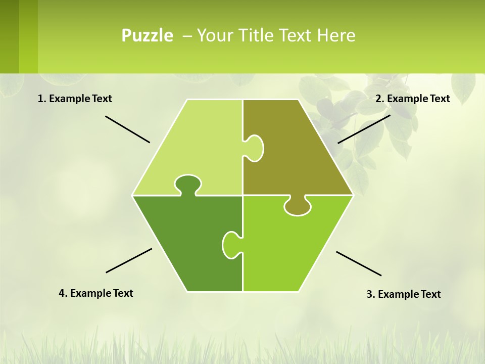 A Green Background With Leaves And Grass PowerPoint Template