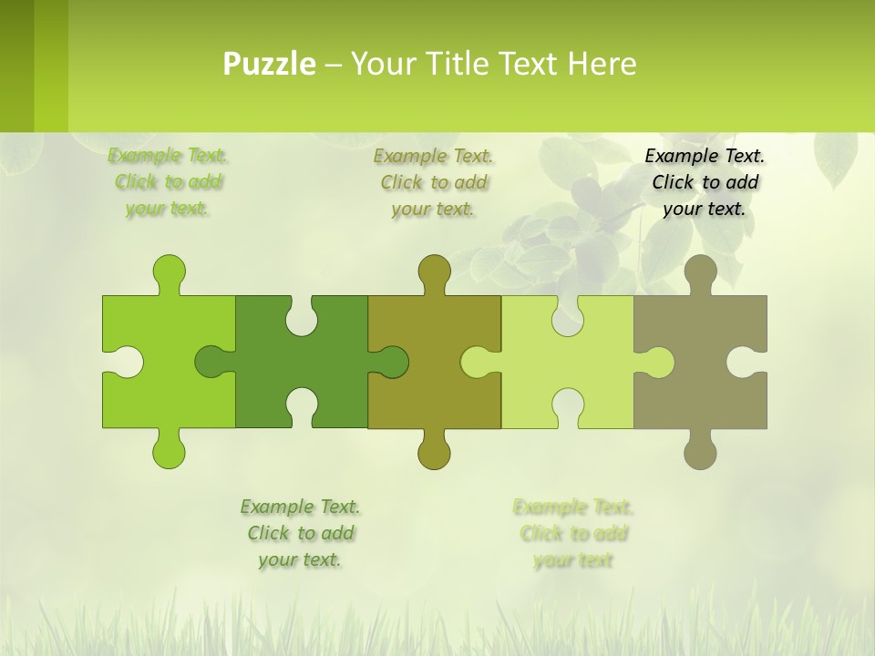 A Green Background With Leaves And Grass PowerPoint Template