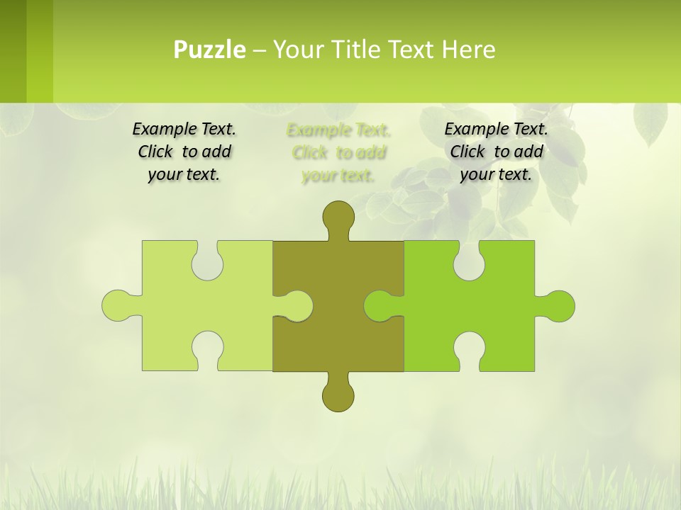 A Green Background With Leaves And Grass PowerPoint Template