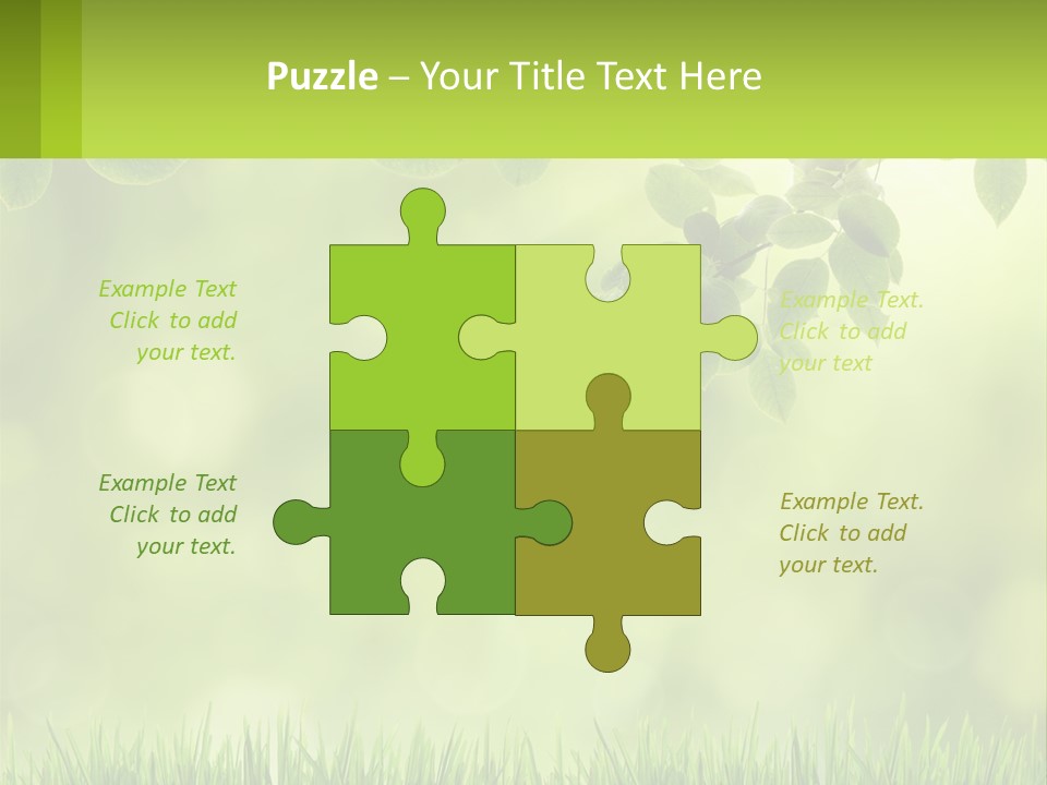 A Green Background With Leaves And Grass PowerPoint Template